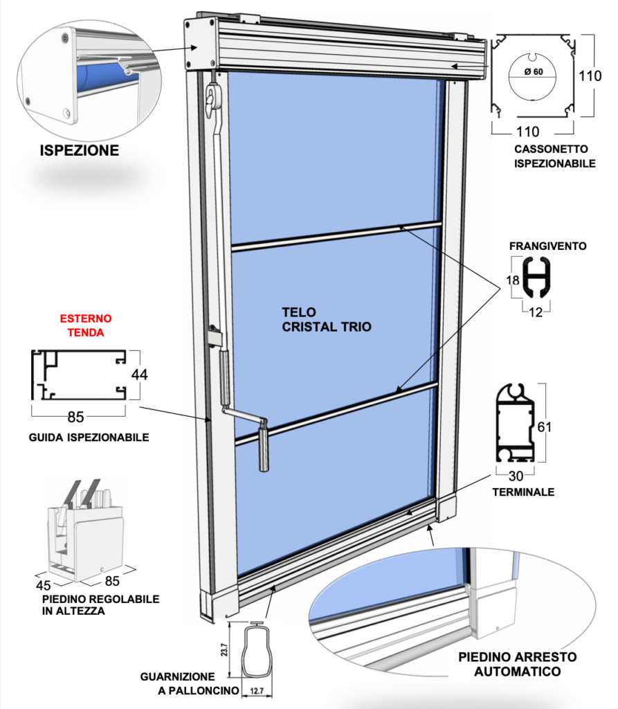 tenda cristal antivento wind rain system