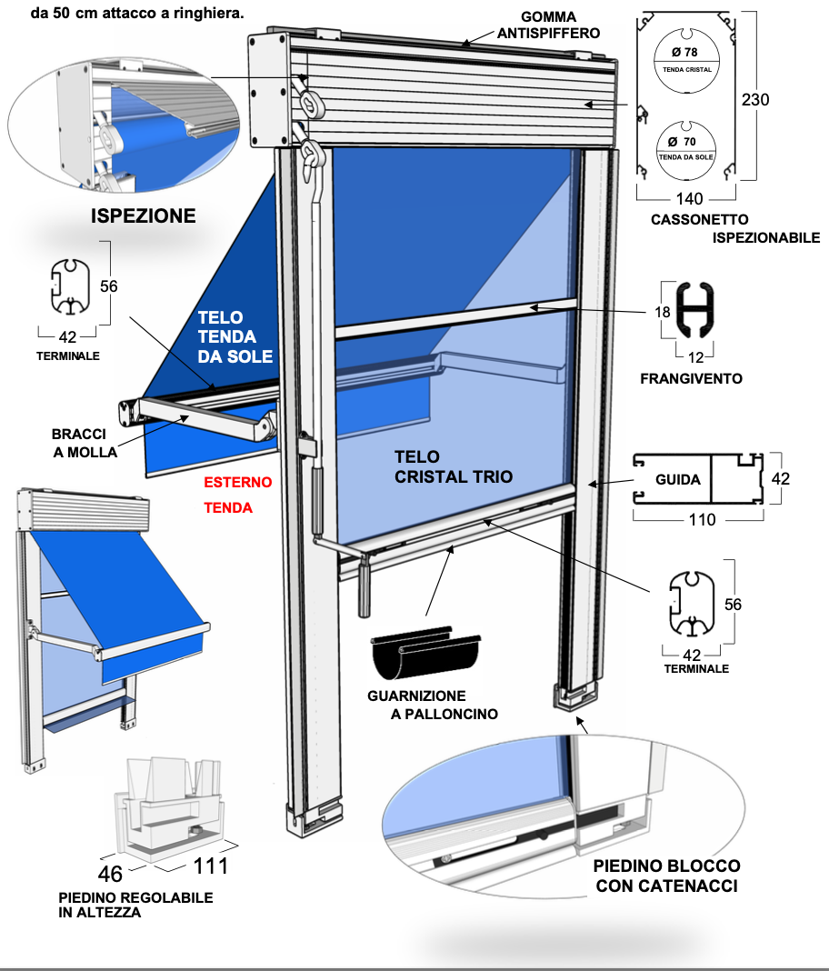 Tenda Veranda Doppio Rullo Bivalente Estate Inverno Futura 14 - immagine 3