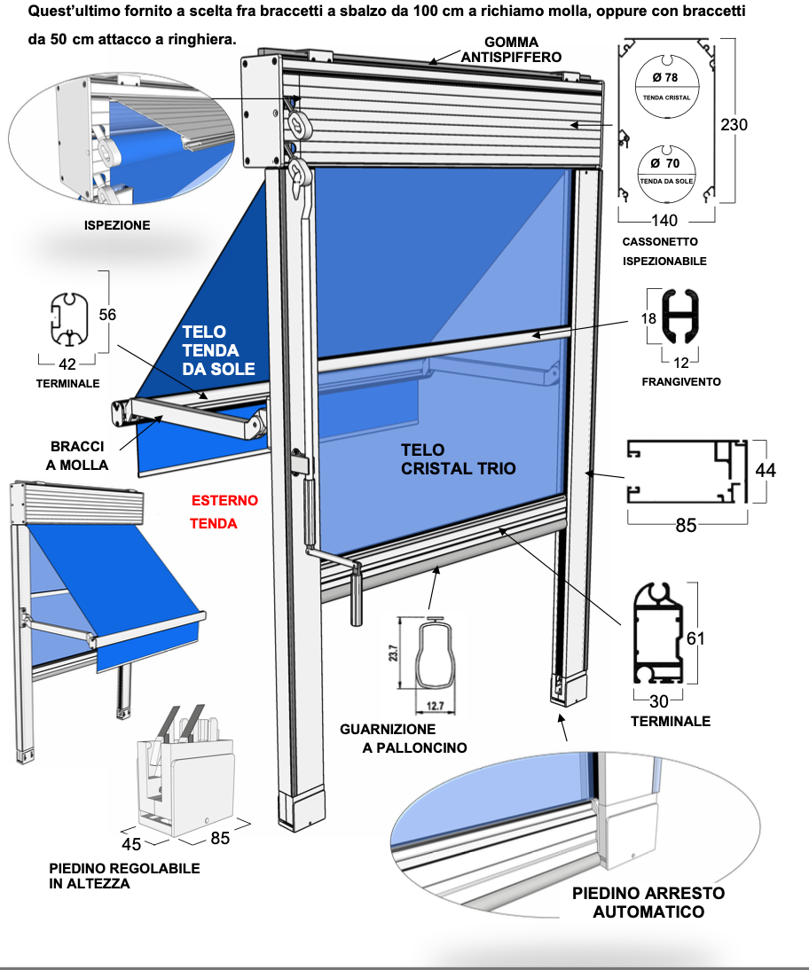Tenda Veranda Doppio Rullo Bivalente Estate Inverno Futura 14 - immagine 2