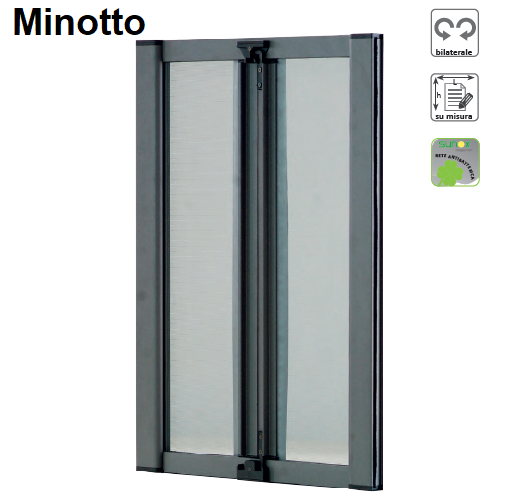 Zanzariera NP Minotto Bilaterale per finestra e porta balcone Kit 32mm ingombro Cassonetto 3,2 cm