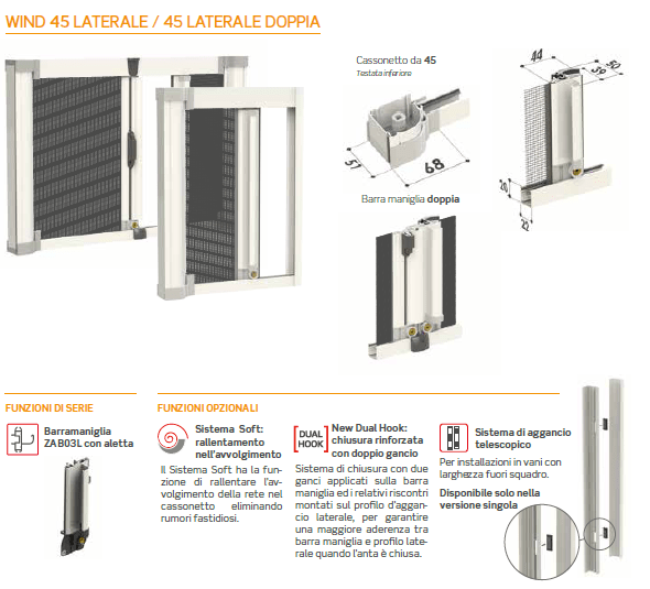 Zanzariera MV Line Wind 45 Laterale Rete Avvolgibile Molla - immagine 3