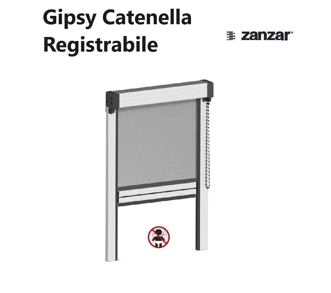 Zanzariera Gipsy Catenella Registrabile Zanzar Avvolgente con Bottone