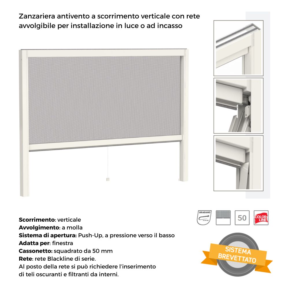Zanzariera Antivento MV Line Irina Scorrimento Verticale Rete Avvolgibile00003