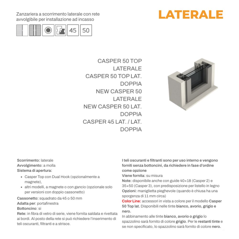 Zanzariera MV Line Casper Verticale e Laterale con Rete Avvolgibile00004