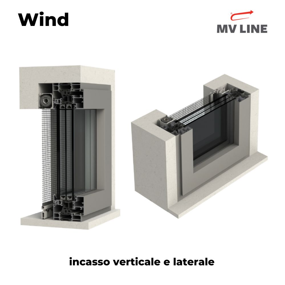 Zanzariera MV Line Wind Incas Verticale e Laterale con Rete Avvolgibile00010
